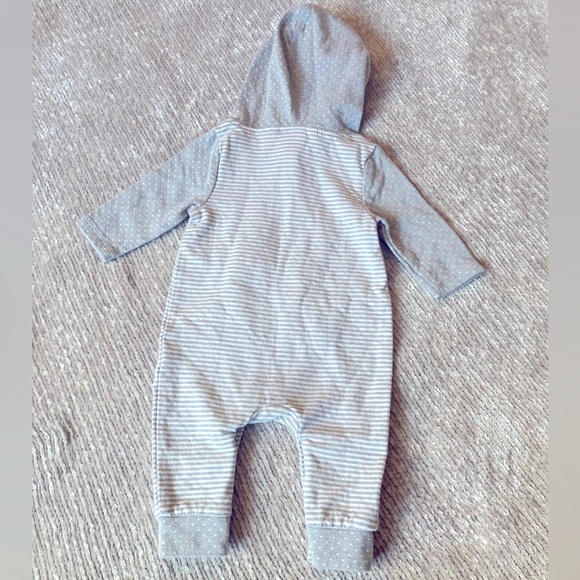 Baby Girl Jumpsuit Romper Stripes Polka Dots Pink Bow Hood Size 0-3 Months - Picture 4 of 4